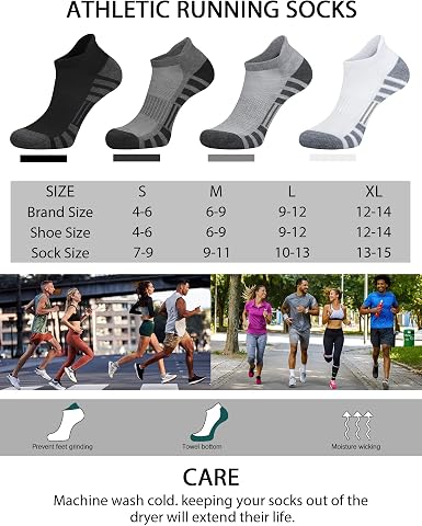 Airacker Calcetines deportivos para correr, acolchados, transpirables, de corte bajo, unisex (6 pares)