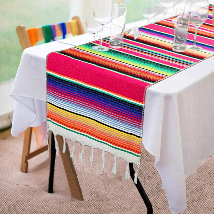 Fowecelt Camino de Mesa Serape Mexicano para Decoraciones de Fiestas