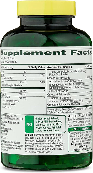 Suplemento para la salud del corazón Cápsulas blandas Spring Valley Triple Omega