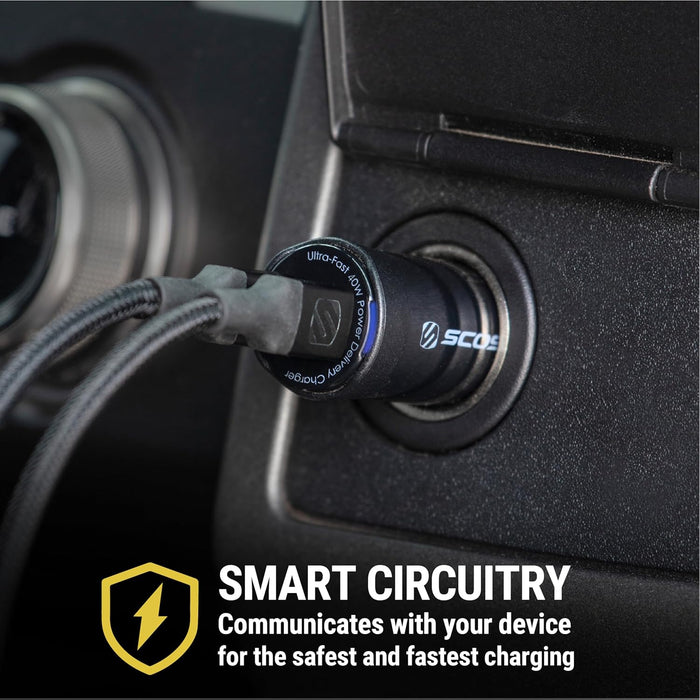 Scosche CPDCC40M PowerVolt - Cargador de coche USB-C de 40 W, de doble puerto