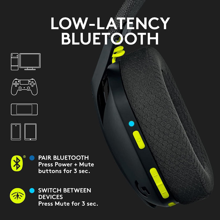 Logitech G Auriculares inalámbricos para juegos 435 Lightspeed Negro