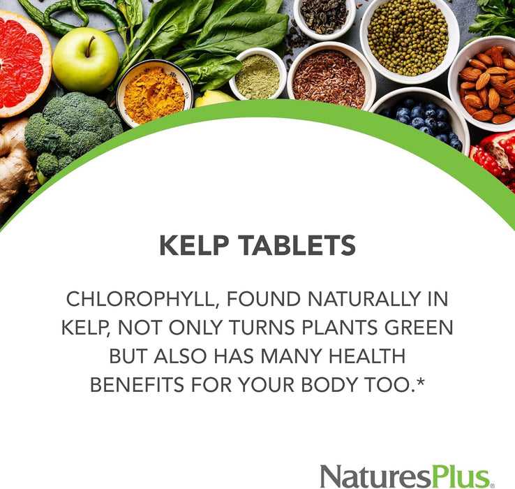 NaturesPlus Kelp-300 tabletas , 150 mcg de yodo - Fórmula antioxidante, Sin gluten