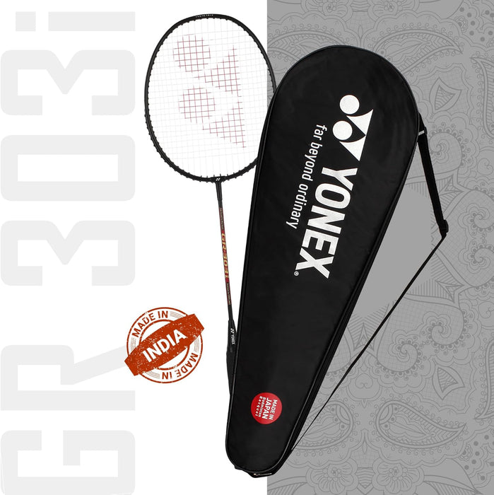 Yonex Raqueta de bádminton GR 303i | con cubierta completa | Color: negro