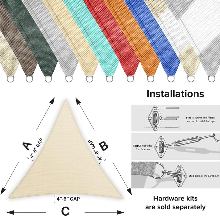Vela de Sombra Solar Triangular, Bloqueo UV Toldo de Tela para Patio
