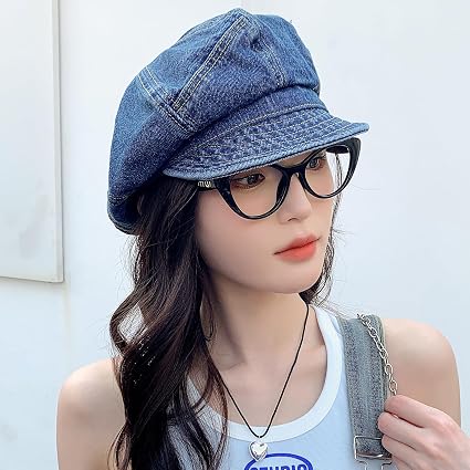 Gorro de boina de mezclilla para mujer