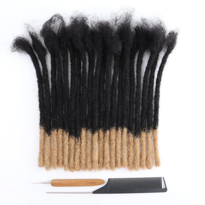 Extensiones de rastas de 8 pulgadas, 30 hebras de 0.8cm de ancho, 100% cabello humano