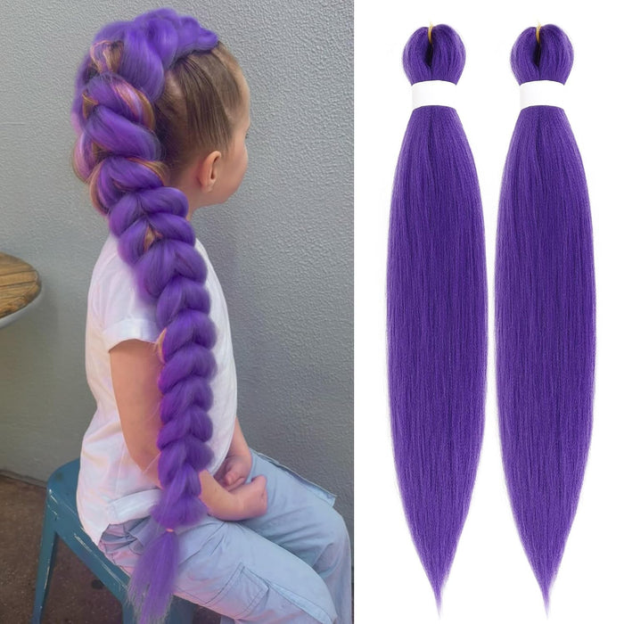 Extensiones de cabello morado de 24 pulgadas de largo para trenzas