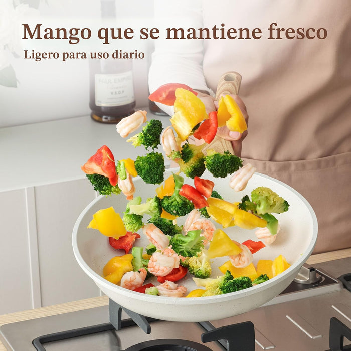 SENSARTE Sartén antiadherente de cerámica con tapa, sartén para tortilla