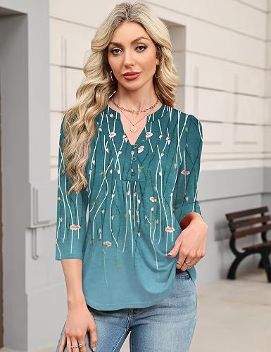 IECCP Camisetas de manga tres cuartos para mujer , estilo Henley elegante e informal