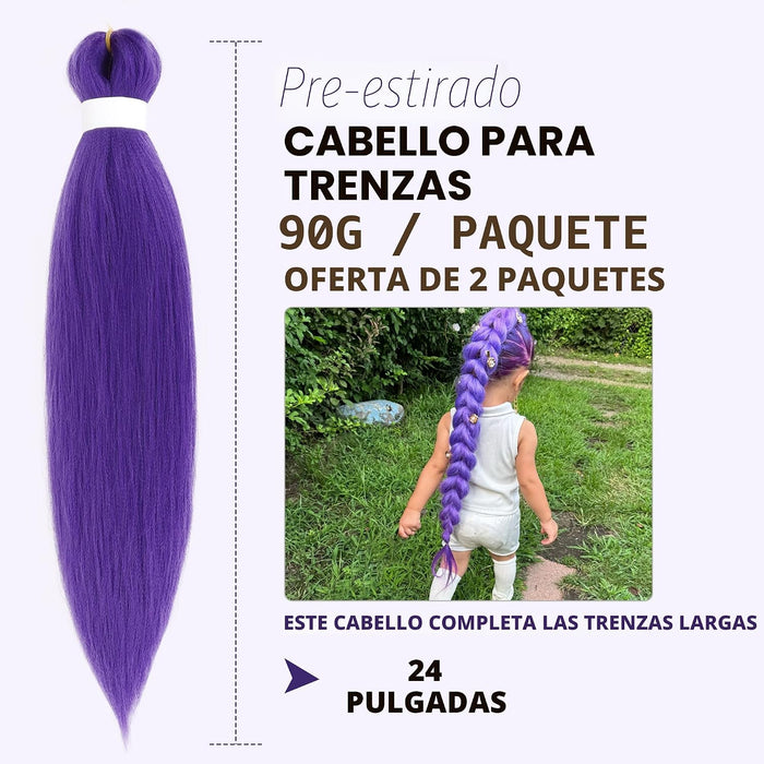 Extensiones de cabello morado de 24 pulgadas de largo para trenzas