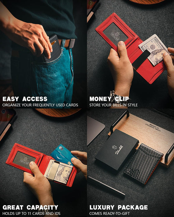 Zitahli - Carteras delgadas con clip para dinero para hombre