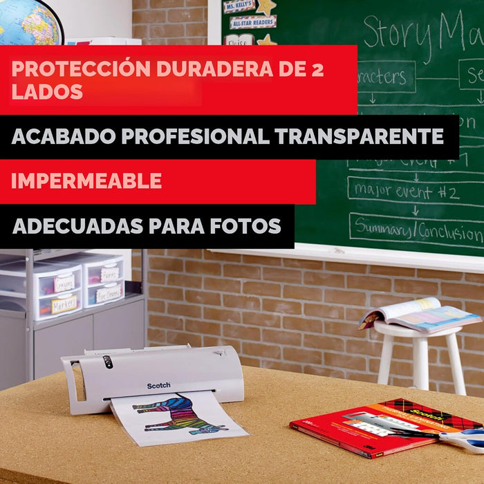 Scotch Bolsas para laminación térmica Paquete de 200 unidades, de 8.9 x 11.4 pulgadas, transparentes, de tamaño carta (TP3854-3)