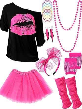 Conjunto de accesorios de disfraz de los años 80 para mujer