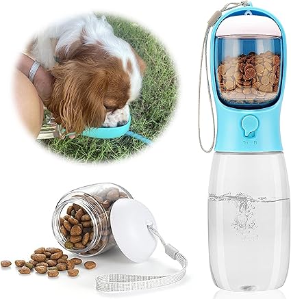 Botella de agua para perros HEJULIK 2 en 1, botella de agua portátil