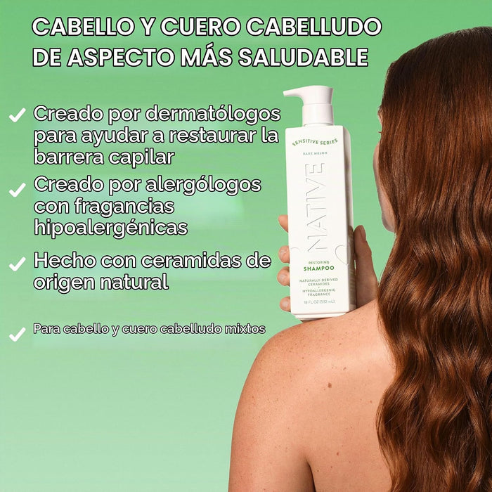 Native Champú restaurador para cabello y cuero cabelludo combinado, melón desnudo, 18OZ