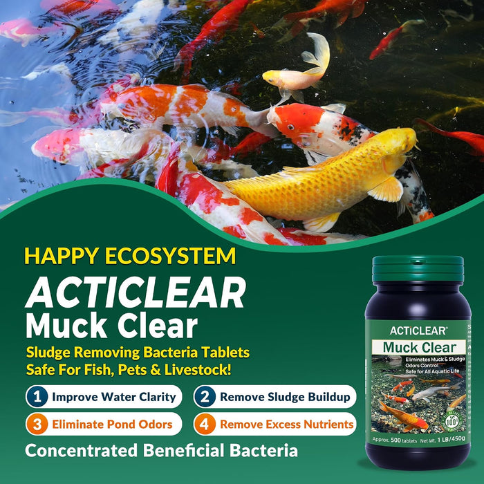 Muck Clear Tratamiento natural de lodo para estanques, 250 tabletas