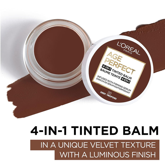 L'Oreal Paris Age Perfect Base de bálsamo facial teñido 4 en 1 de cobertura ligera a media