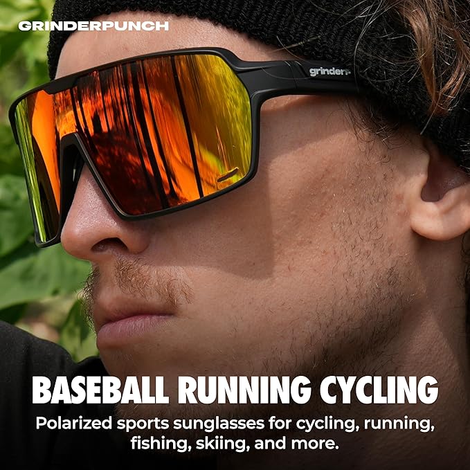 grinderPUNCH Lentes de sol deportivos polarizados para hombres y mujeres
