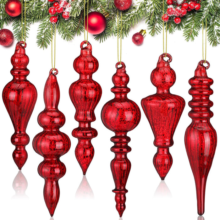 Soaoo 6 piezas adornos navideños remate de vidrio mercurio burdeos