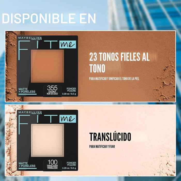 Maybelline Fit Me Matte + Poreless Pressed Face Powder - Polvo compacto para maquillaje