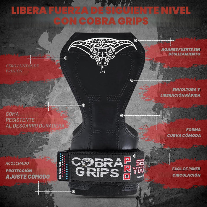 Guantes de levantamiento de pesas Cobra Grips con muñequeras acolchadas de neopreno ajustables