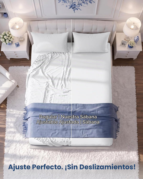 Utopía Bedding Sábana ajustable, resistente a las arrugas, a la decoloración y a las manchas para cama QUEEN