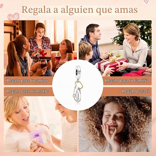 Annmors Charms de plata de ley 925 para pulseras Pandora Moments de mujer