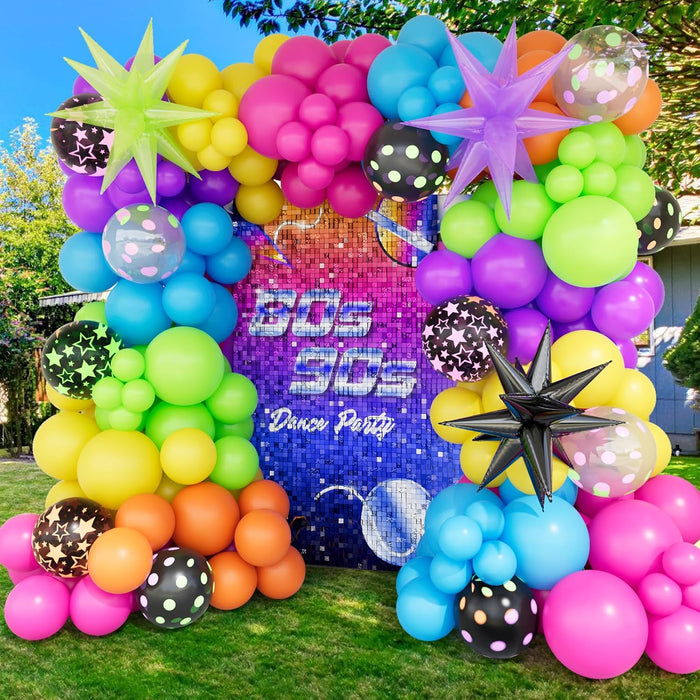 Kit de guirnalda de arco de globos de neón de 190 piezas