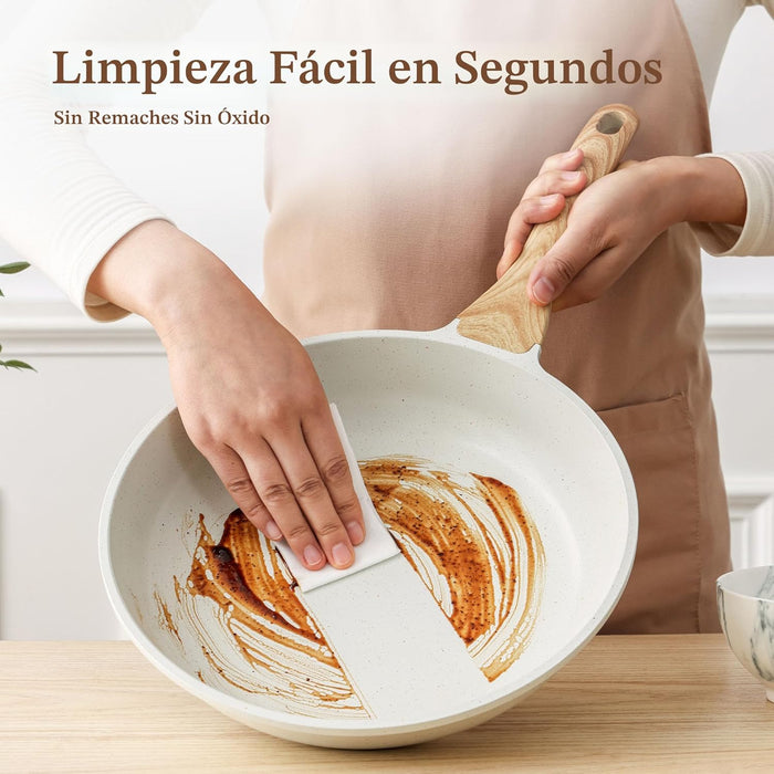 SENSARTE Sartén antiadherente de cerámica con tapa, sartén para tortilla