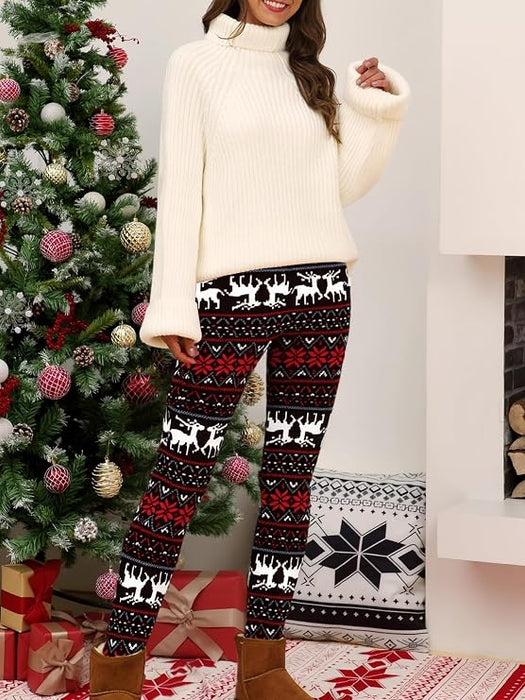 Leggings de Navidad para mujer, cintura alta, control de abdomen, estampados, suaves
