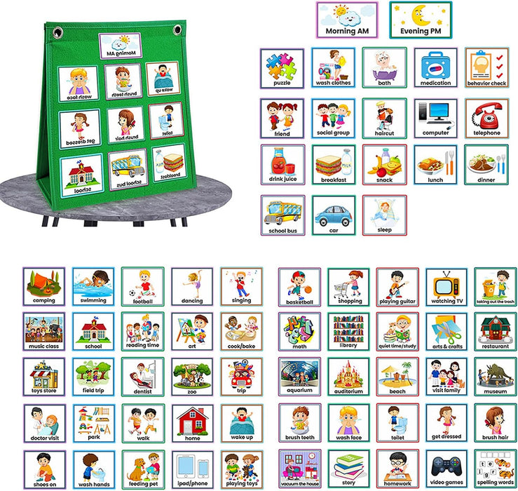 Tabla de horarios visuales para niños, herramienta de aprendizaje de rutina diaria con 70 tarjetas duraderas