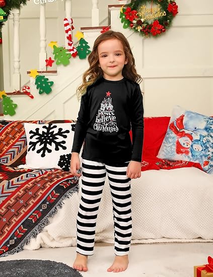 iClosam Conjunto de pijamas de Navidad a rayas para niños