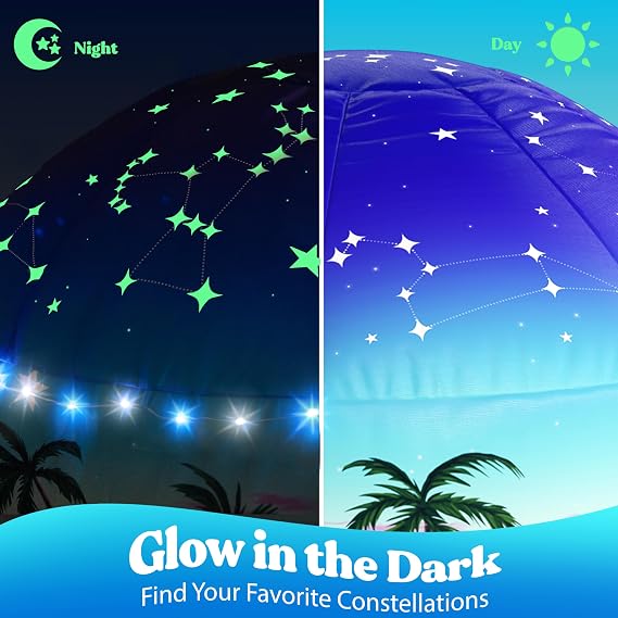 Fuerte inflable W&O Starlit Oasis con luces y sonido - Ventilador no incluido