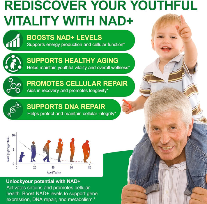 TKTALKER Suplemento NAD 2000 mg - 120 cápsulas. NAD y resveratrol auténticos, alternativa al NMN