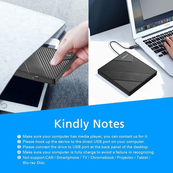Unidad de DVD externa USB 3.0 USB C Grabadora de CD CD/DVD +/-RW, unidad óptica