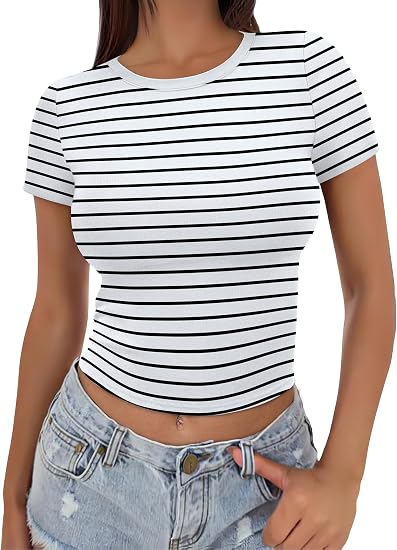 SAMPEEL Ombligueras para mujer de verano ajustadas de moda de ajuste delgado