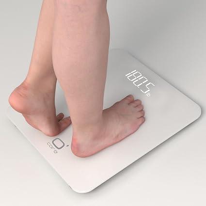Balanza digital de baño O'CARE para medir el peso corporal - LED de alta precisión, blanca