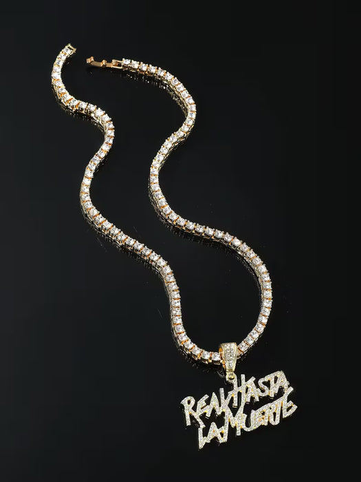 Collar de 1 pieza de aleación con pedrería estilo hip-hop de moda