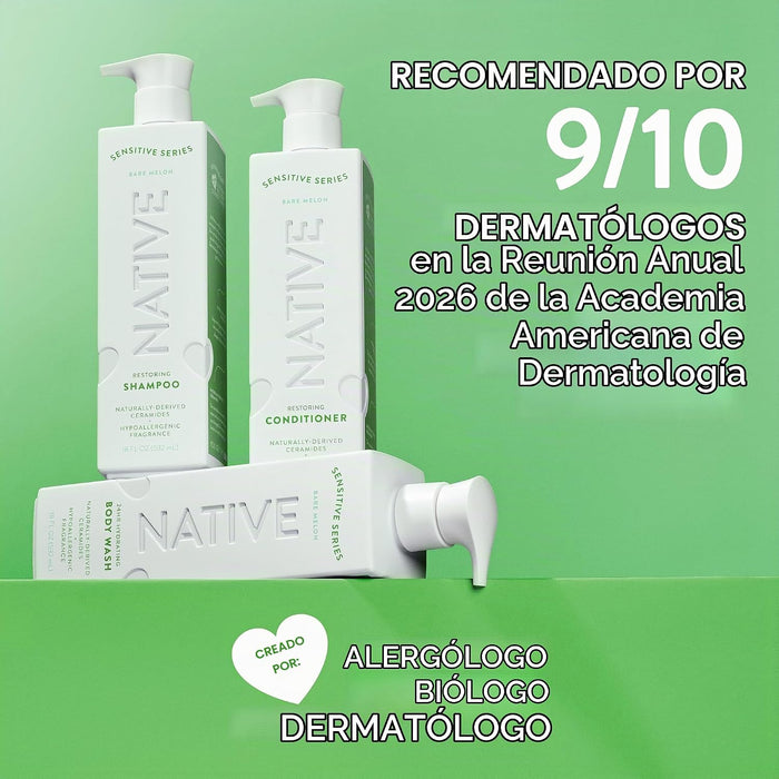 Native Champú restaurador para cabello y cuero cabelludo combinado, melón desnudo, 18OZ