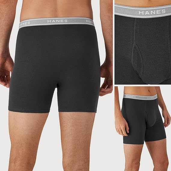 Hanes Paquete de 6 calzoncillos tipo bóxer para hombre, de algodón fresco y transpirable