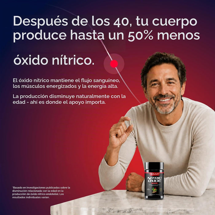 Snap Supplemento para aumentar la producción de óxido nítrico, 60 cápsulas veganas