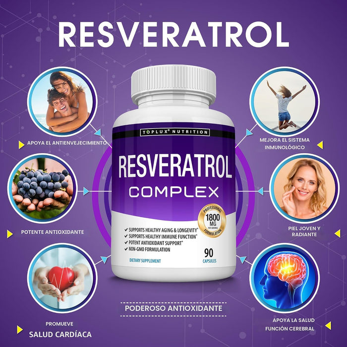 Suplemento de resveratrol 1800 mg Complejo antioxidante