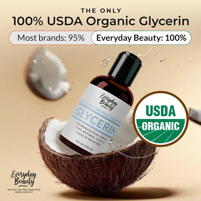 Glicerina 100% orgánica, para piel y cabello, grado alimenticio, 4 onzas líquidas