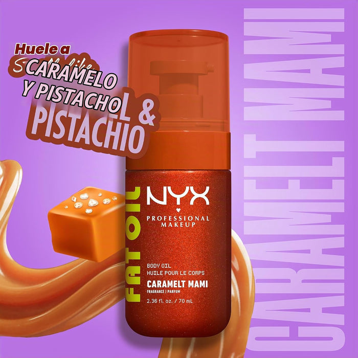 NYX PROFESSIONAL MAKEUP Aceite corporal de aceite graso, caramelo Mami, 70ML
