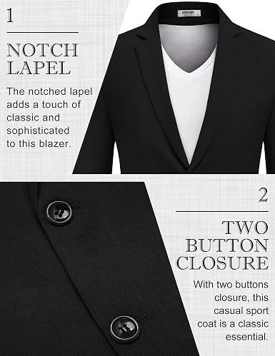 COOFANDY Chaqueta tipo blazer informal para hombre , con dos botones y diseño ligero.