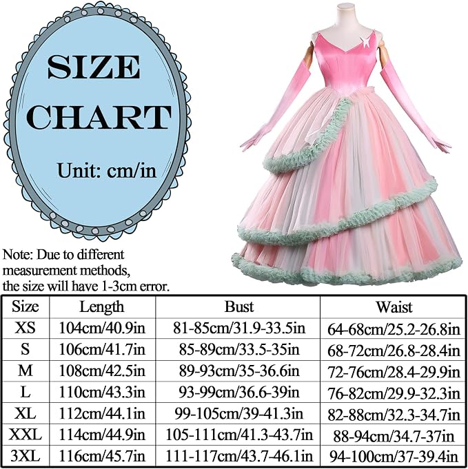 ‌Disfraz Mujer Cosplay Hada Glinda Rosa Lujo Largo Brillante Vestido de Noche con Tocado Guantes