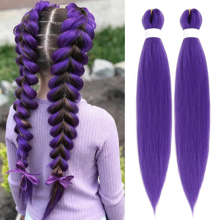 Extensiones de cabello morado de 24 pulgadas de largo para trenzas
