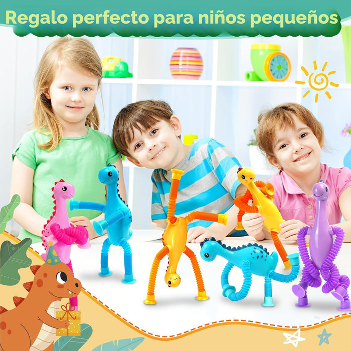 4 piezas de dinosaurios de viaje con ventosa para coche de juguete para niños
