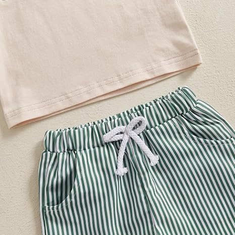 Conjunto de ropa de verano para bebé niño: camiseta de manga corta bordada + pantalones