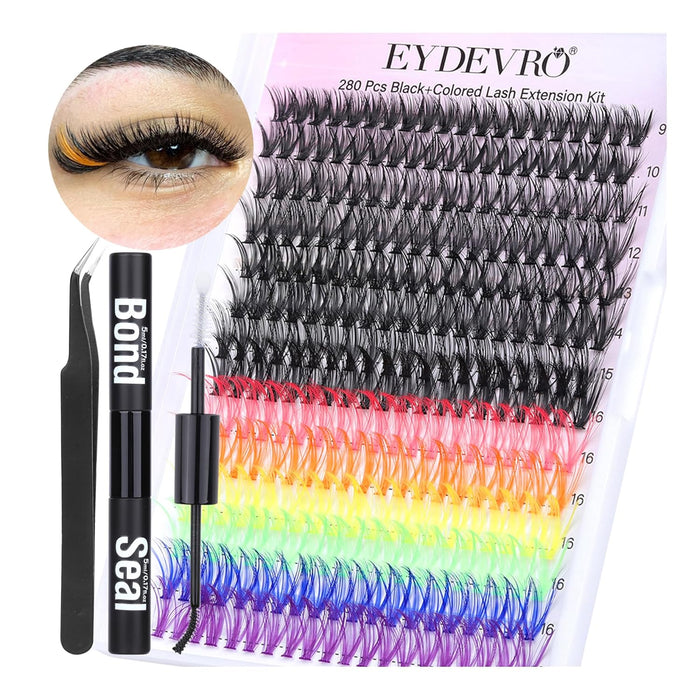 Kit de extensiones de pestañas de colores, kit de extensión de pestañas de 6 colores